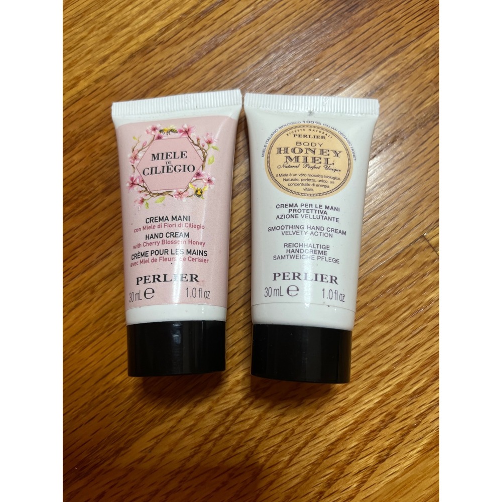 Perlier Hand Cream Set Honey Miel & Cherry Blossom Travel Size 1.0 fl oz
